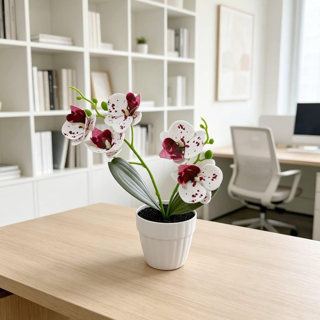 Butterfly Orchid Fake Flower Plant With Plastic Base For Home Decor And Wedding Centerpieces