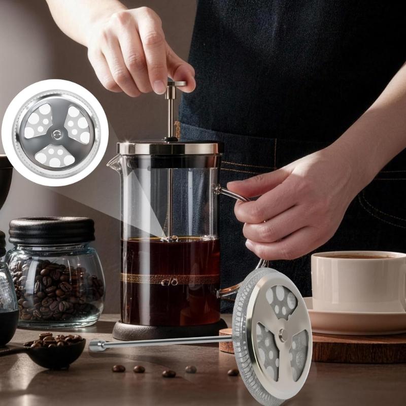 Universal 4In French Press Filter Replacements Set Includes Spirals and Crosses Disk Stainless Steel Plunger and Screens