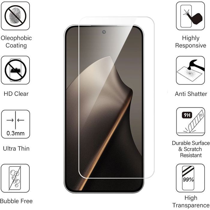 Film de protection en verre trempé - E.F.Connection - Xiaomi 15T - 2 pièces - Résistant aux rayures - 9H