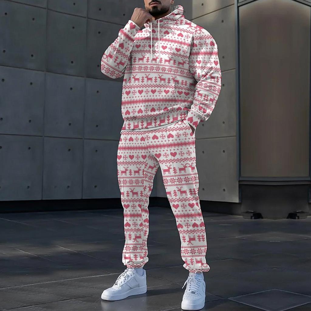 Christmas 3D Print Autumn Hoodies Pants Set Men's Sweatshirts Sweatpants Street Sportwear Two Piece Suits Tracksuit Man Clothing