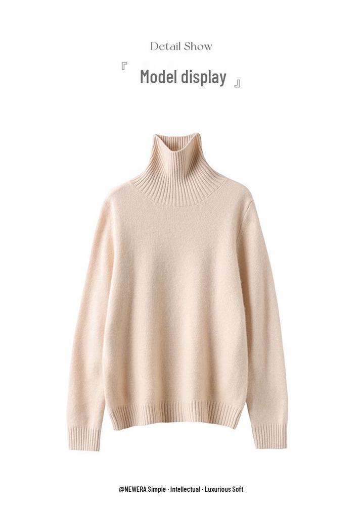 2025 Fall/Winter Cashmere High-Neck Seven-Stitch Thick Slimming Long-Sleeve Knit Base Layer Sweater