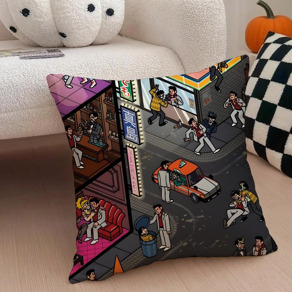 game action akuza LLike a DDragon Cushion Cover Throw Pillow Cover Hidden Button Durable Polyester Chair Cushion