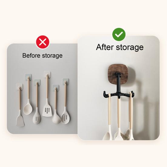 Suction Cup Hook Kitchen Utensil Hanger Under Cabinet Hook 360 Degrees Rotating 6-Claw Folding Hook for Bathroom Bedroom Closet Door Wall