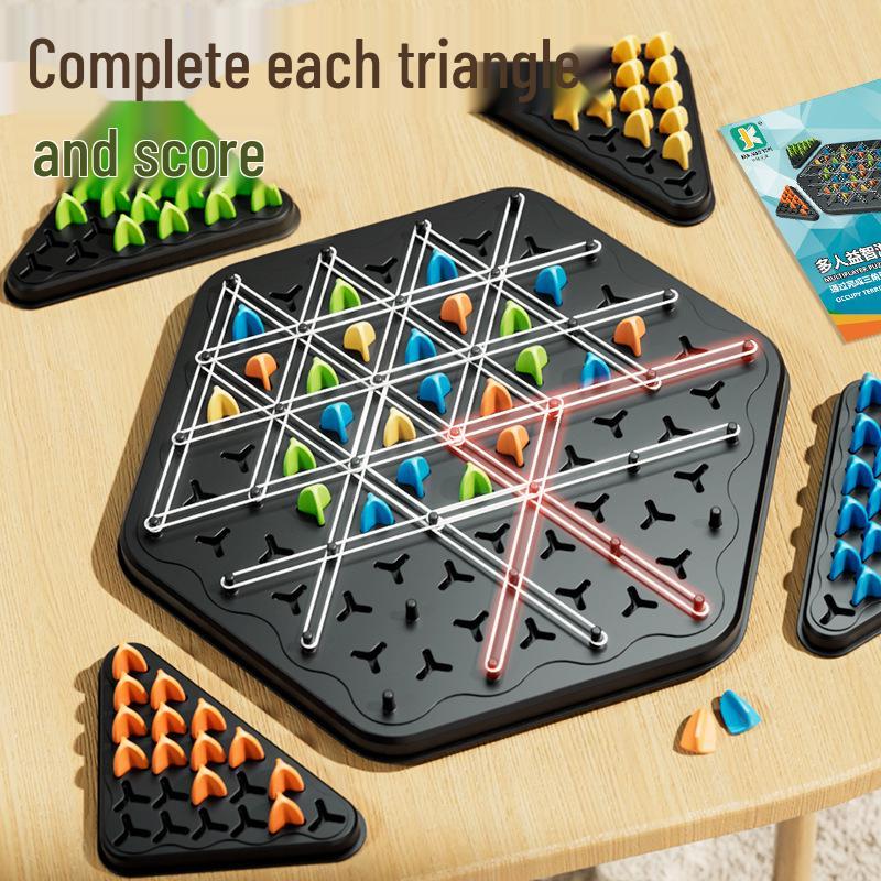 Triangle Chess Rubber Band Puzzle Toy for Kids - Multiplayer Strategy Game