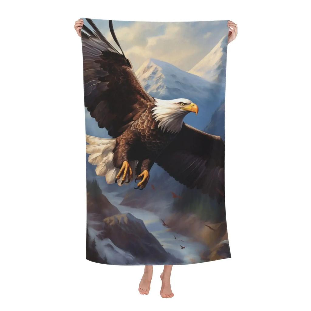 Bald Eagle Beach Towel Quick Dry Microfiber Eagle American Towel Lightweight Large Swimming Towel For Travel Pool Camping