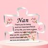 Heartfelt Nan Gift - Acrylic Puzzle Piece with Floral Design, Perfect for Birthday, Christmas, Mother'S Day From Grandchildren, Nurseries, Home Desk L