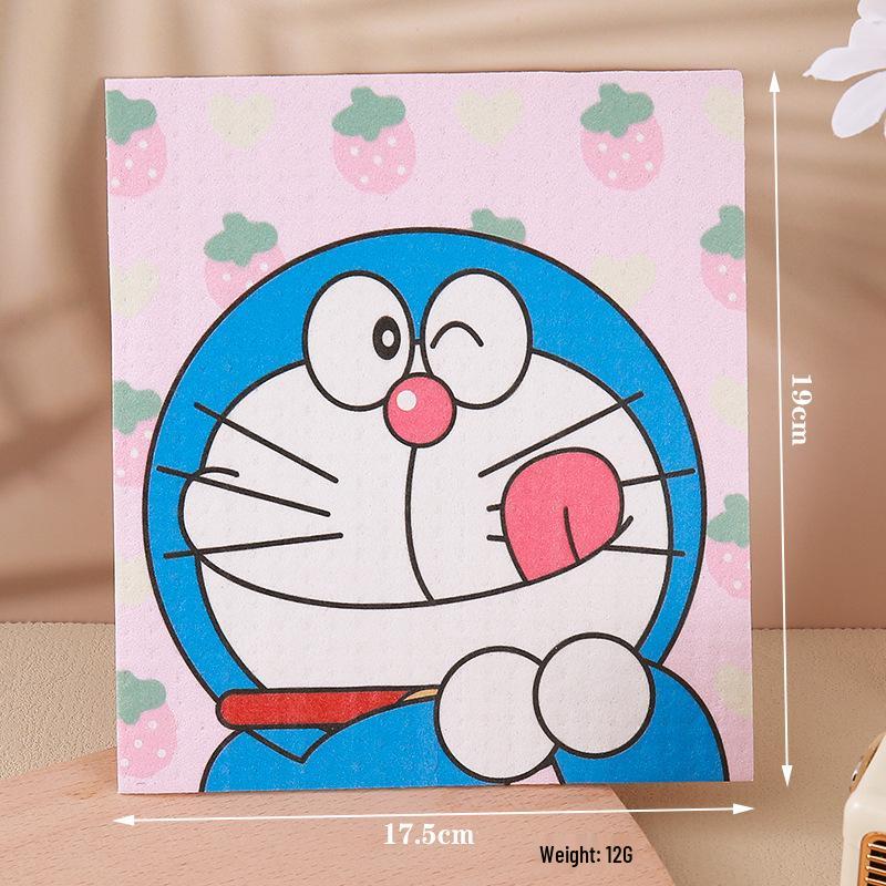 Doraemon Compressed Wood Pulp Dishwashing Cloth: Water-Absorbing, Oil-Resistant Kitchen Scouring Pad