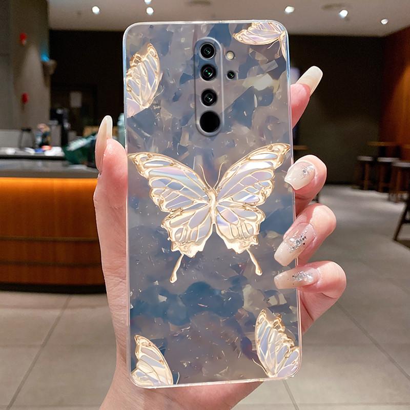 Custodia Per Xiaomi Redmi Note 8 Pro Note8 Capa Fiore Farfalla Protettiva Sottile Custodie Trasparente Morbido Silicone TPU Copri Telefono
