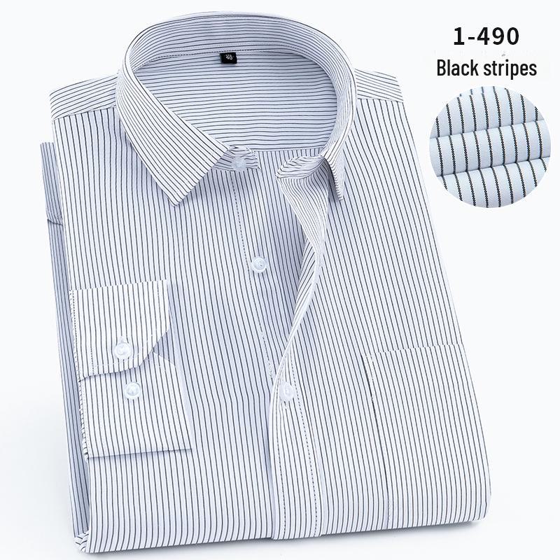 2025 Spring Men's Gray Non-Iron Long Sleeve Business Casual Shirt, Large Solid Color for Young to Middle-aged.