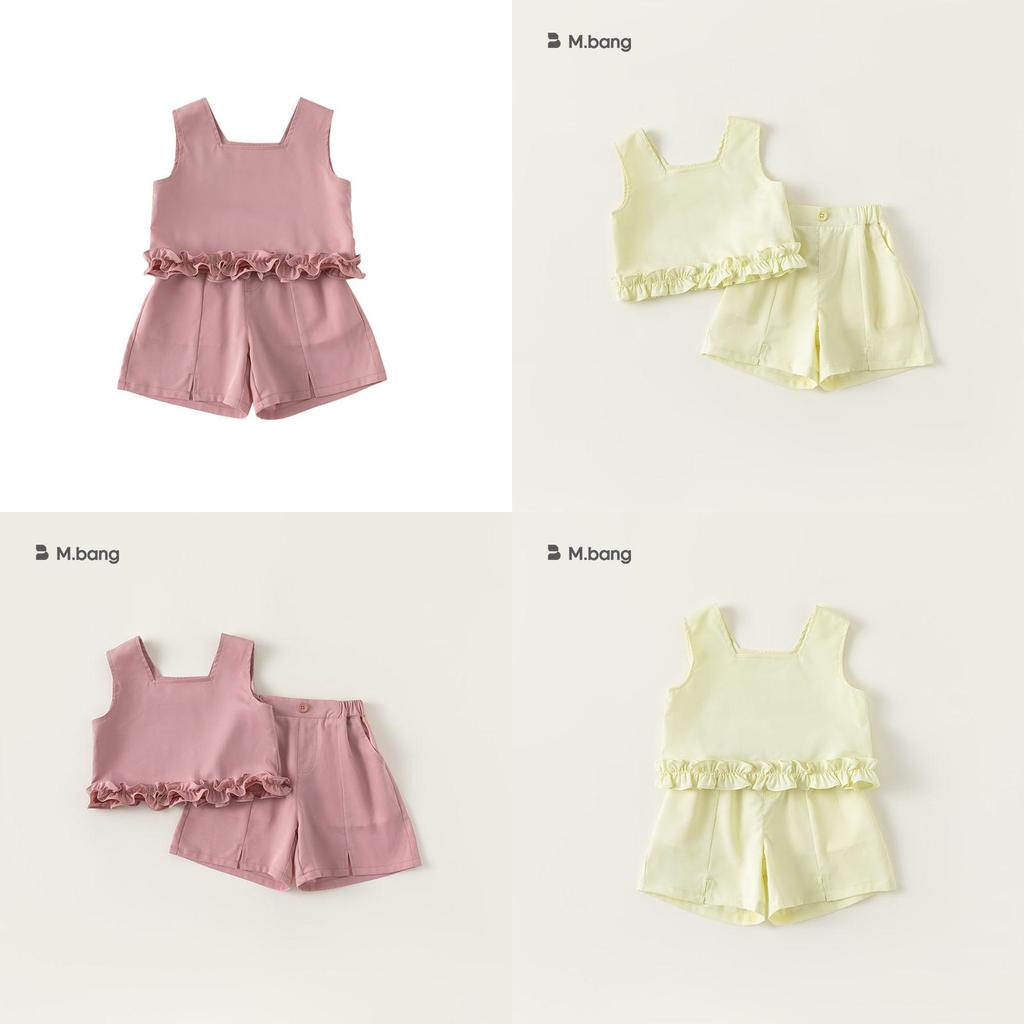 Sommarset för babyflicka utan ärm med spetsdetaljer för småbarn