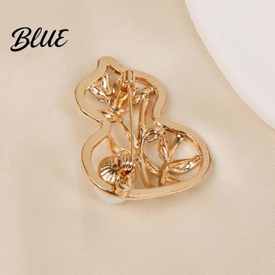 Cheongsam Badge Women Brooch Sparkling Rhinestone Imitation Pearl Inlaid Gourd