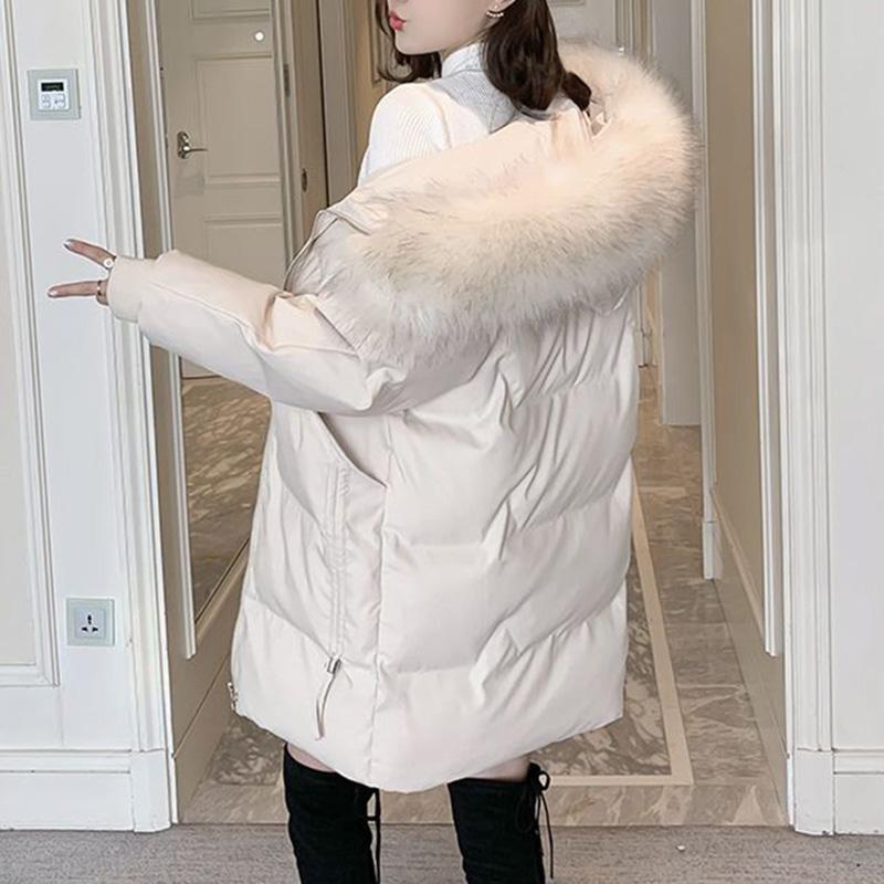 Mantel für Damen Fleece Verdickt Plüsch Herbst Winter Locker Groß Pelzkragen Windbreaker Wasserdicht Lässig Daunenjacke