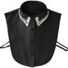 Comfortable Polyester Detachable Collar For Blouses Rhinestones Decorated Accessory Half Shirt Womens Fashion Enhancer