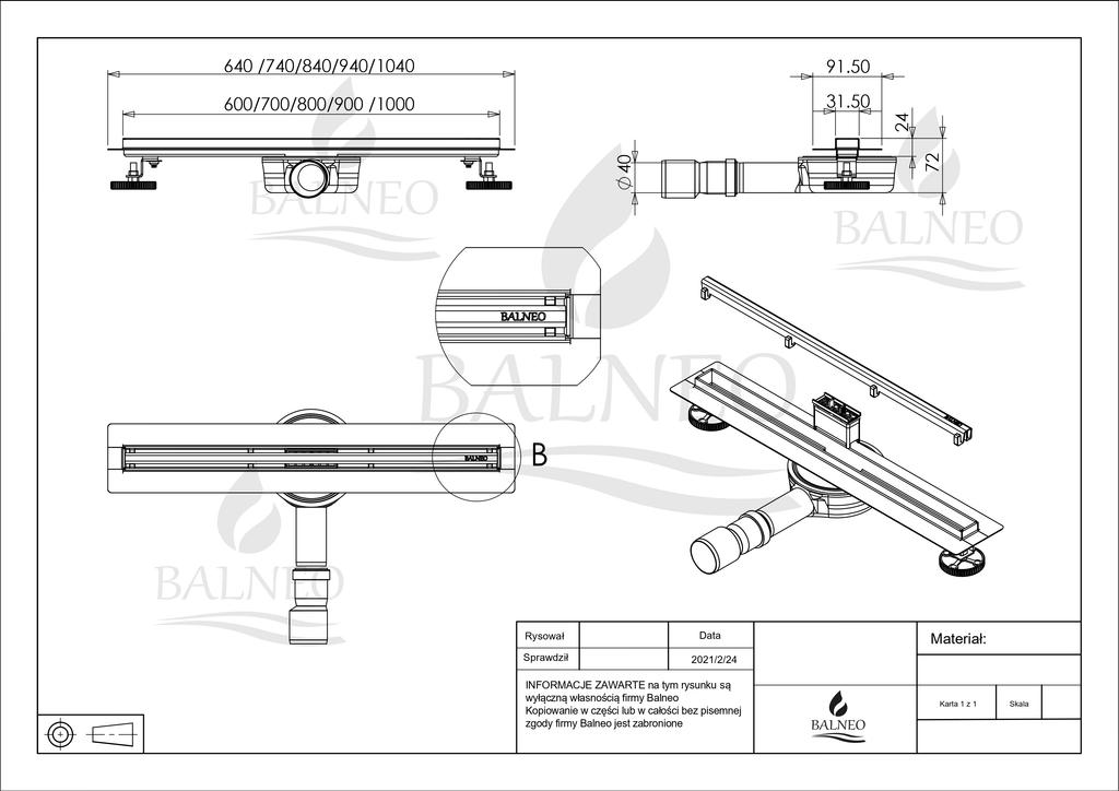 Slim&Low ProLine Gold Linear Drain 80 Gold