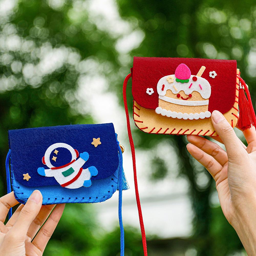 Children Cartoon Handmade Pattern Non Woven Fabric Crossbody Bag Set Material