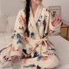 Plus Size Maternity Kimono Pajamas - Autumn/Winter Cotton for Postpartum & Breastfeeding