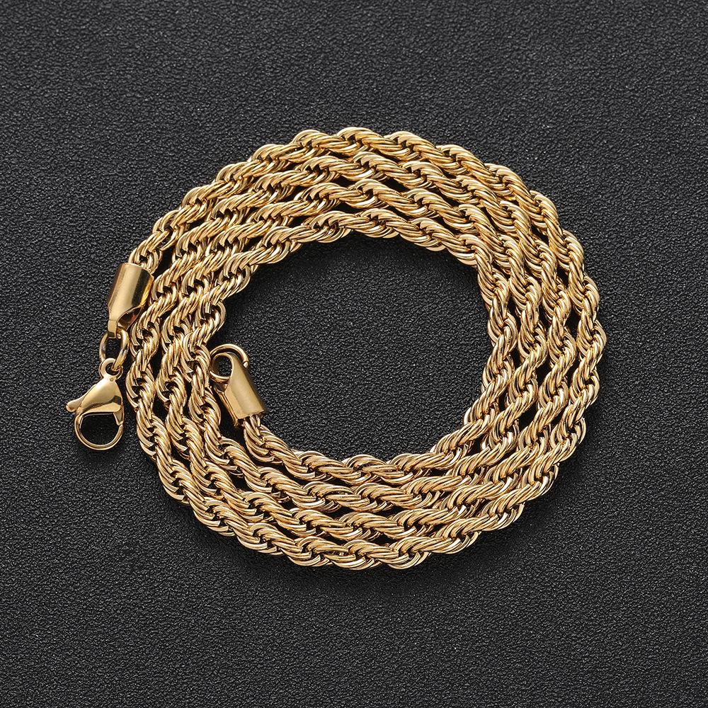 Hip-Hop-Halskette für Herren: Edelstahl Drehketten in verschiedenen Größen (2mm-6mm, Verschiedene Farben)