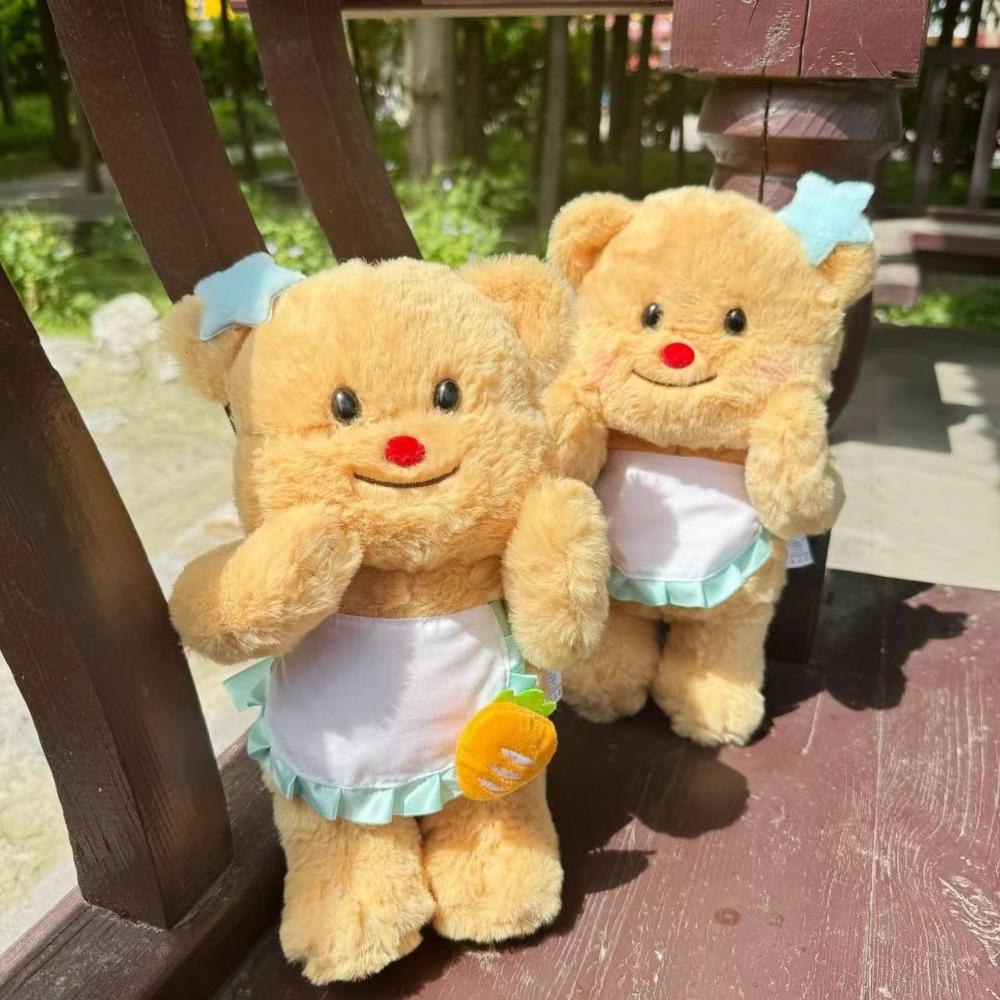 Internet celebrity yellow bear refrigerator sticker pendant apron bear plush doll cute toy personality creative magnetic doll