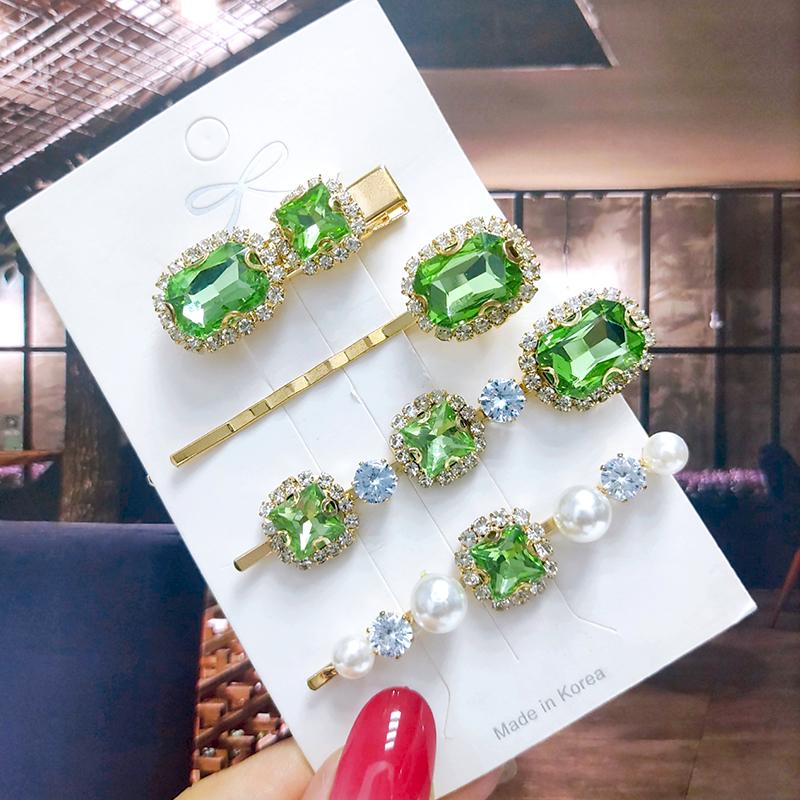 Neues Set Damen Haarspangen Schmuck Mode Kristall Haaraccessoires für Mädchen Luxus Perle Geometrische Haarspangen Nadeln Weihnachtsgeschenk