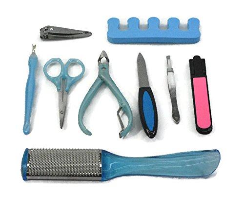 JERN® 9 Pcs. Manicure/Pedicure Kit with Stainless Steel Nail Clipper (Blue)