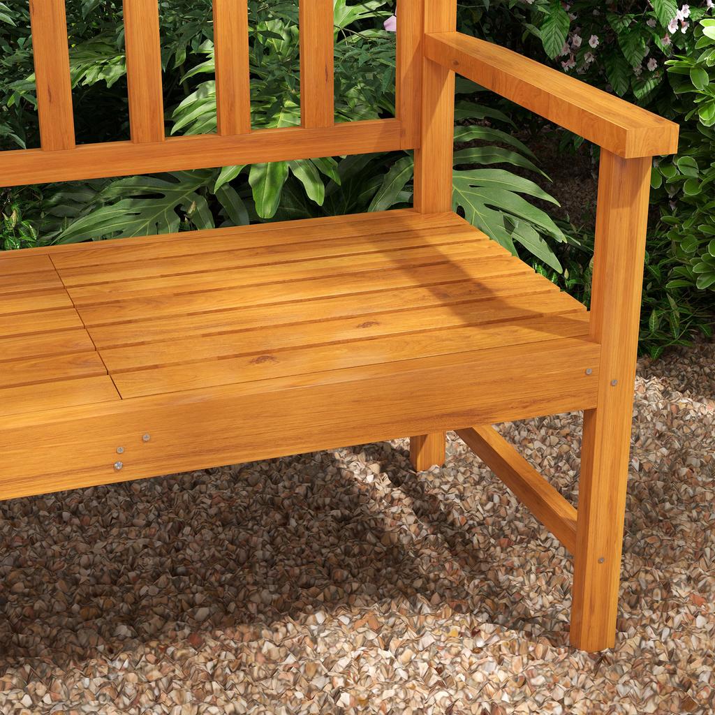 Banc en Bois avec Table Centrale Relevable, Banc d'Extérieur, Loveseat de Patio pour Porche, Jardin, Assise pour 2-3 Personnes