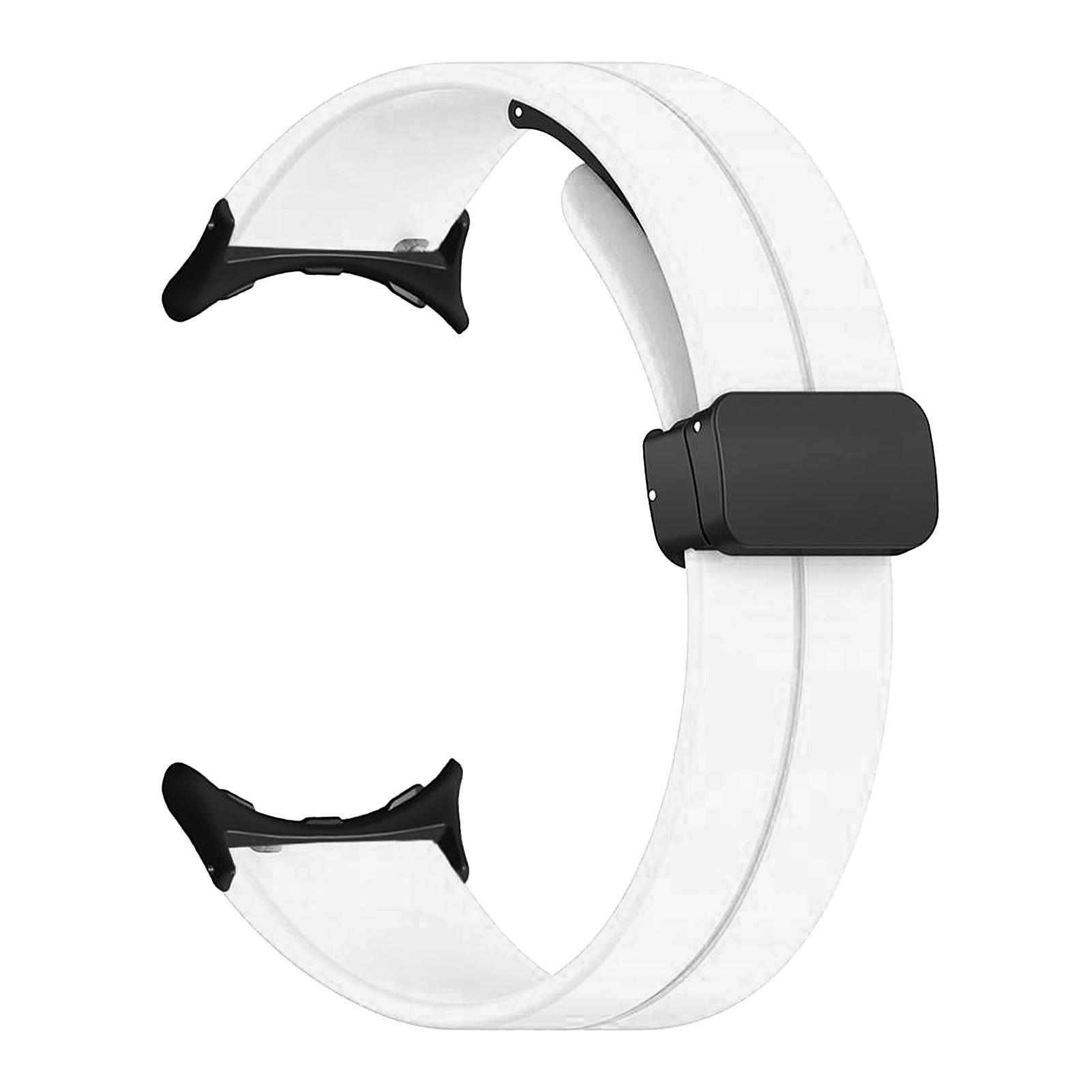 

Silicone Watch Bands Soft Elastic Smartwatch Strap with Magnetic Folding Buckle for Google Pixel Silicone Watch Strap белый