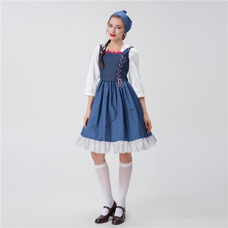 Halloween European medieval pastoral maid costume, farm manor cosplay costume