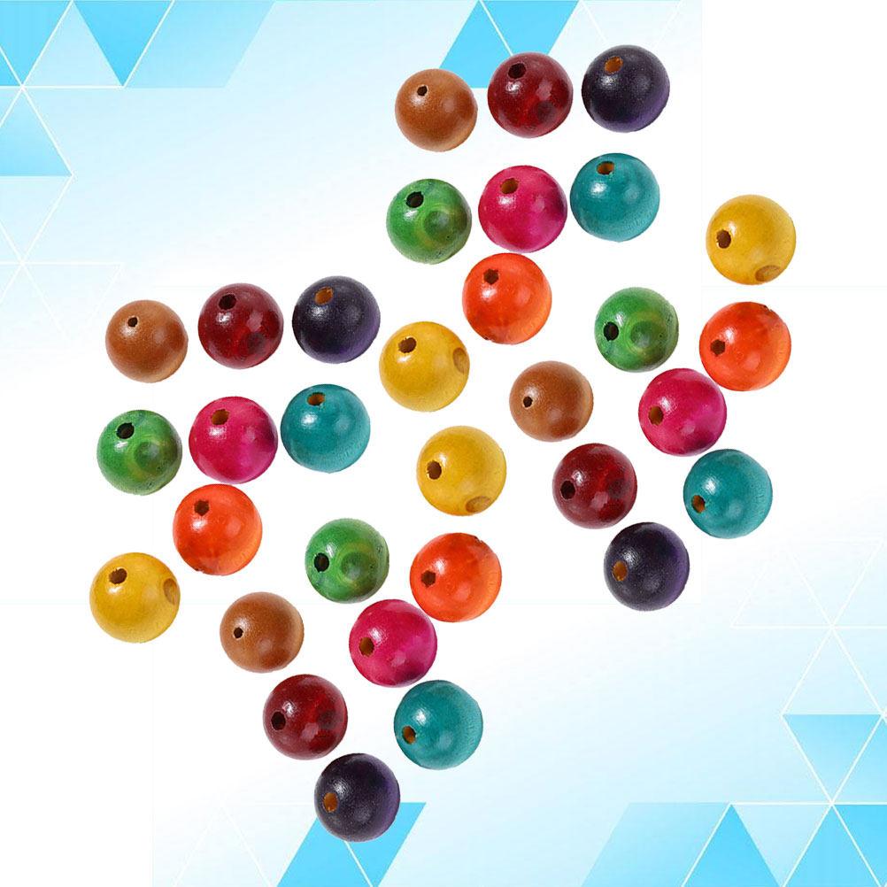 600Pcs Colored Wooden Beads 8Mm Round DIY Craft Beads for Jewelry Making Creative Accessories Natural Wood Smooth Finish Kids