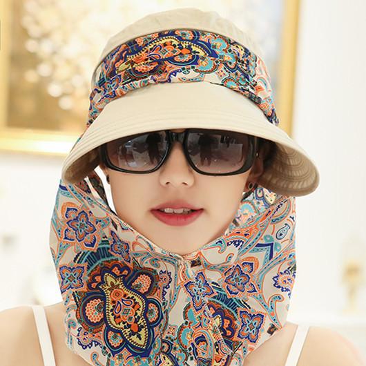 Hat Women's Summer Foldable Summer Sun Hat Outdoor Cycling Big Edge Face Cover Sun Hat