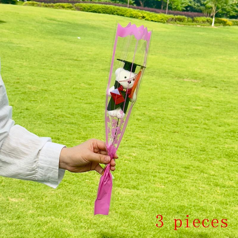 

3Pcs Party Supplies Home Decor Doctor Bear Artificial Flowers Bouquet For Valentine S Day Diy Gift Ornament Wedding Accessories A2