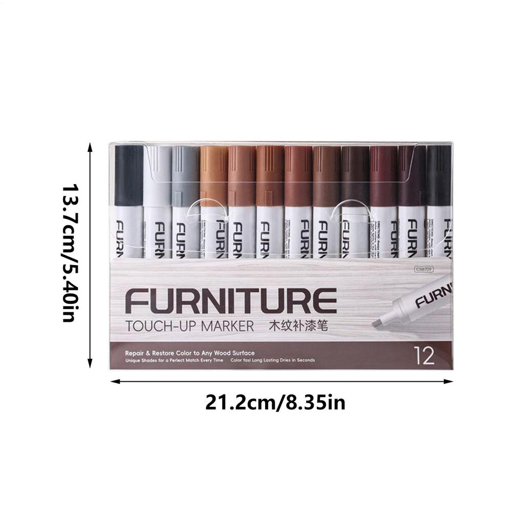 Wood Markers Furniture Repair 12 Colors Low-Odor Scratch Covers Removers Wood Furniture Repair Kit for Scuffs Damage Stains Wear