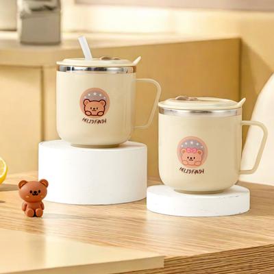 WORTHBUY Mini Cute Children Double-Wall Insulated Water Cup With Straw&Handle 316 Stainless Steel Drinking Cup Sealed Coffee Mug