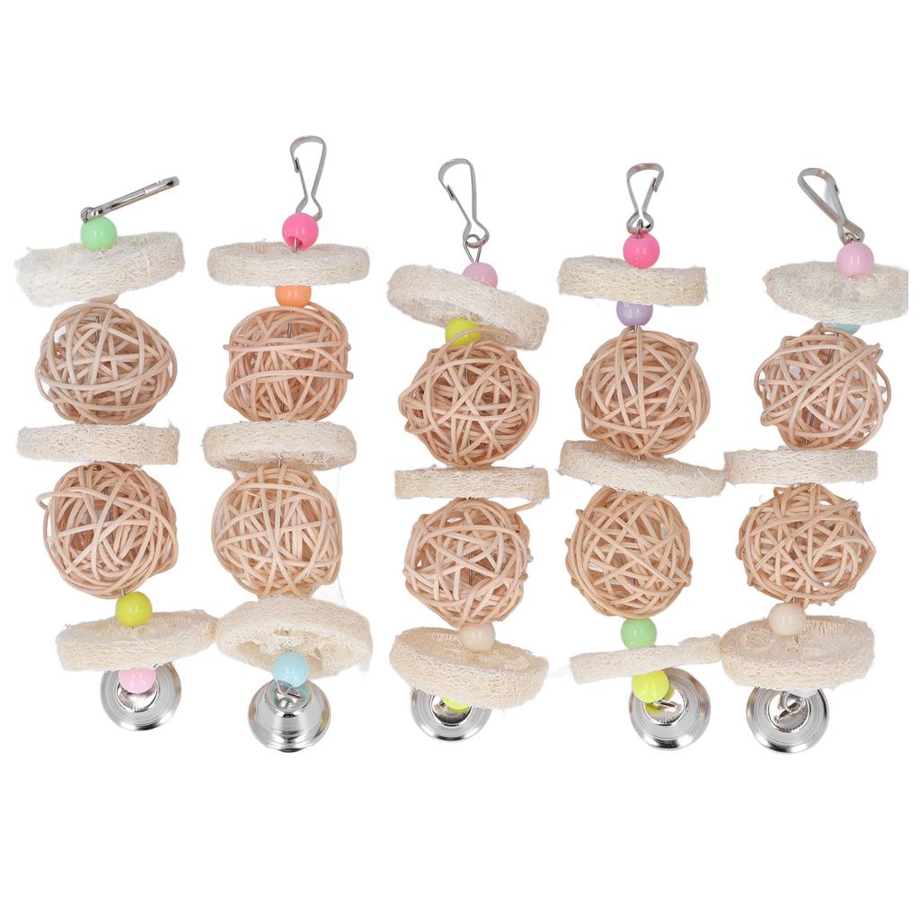 Parrot Loofah Sepak Takraw Chewing Toy Safe Relieve Anxiety Hanging Parrot Toy with Bells Fixed