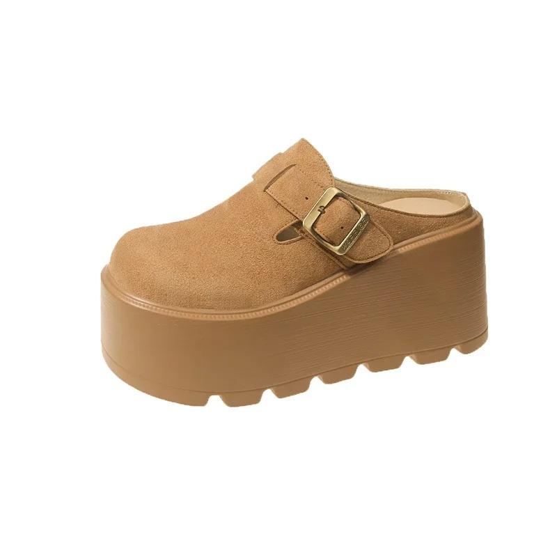 Dámské pantofle na vysoké platformě 7CM Klínky Bling Boty Žena Venkovní Kožené Ležérní Robustní Tenisky Letní Prodyšné Síťované Pantofle