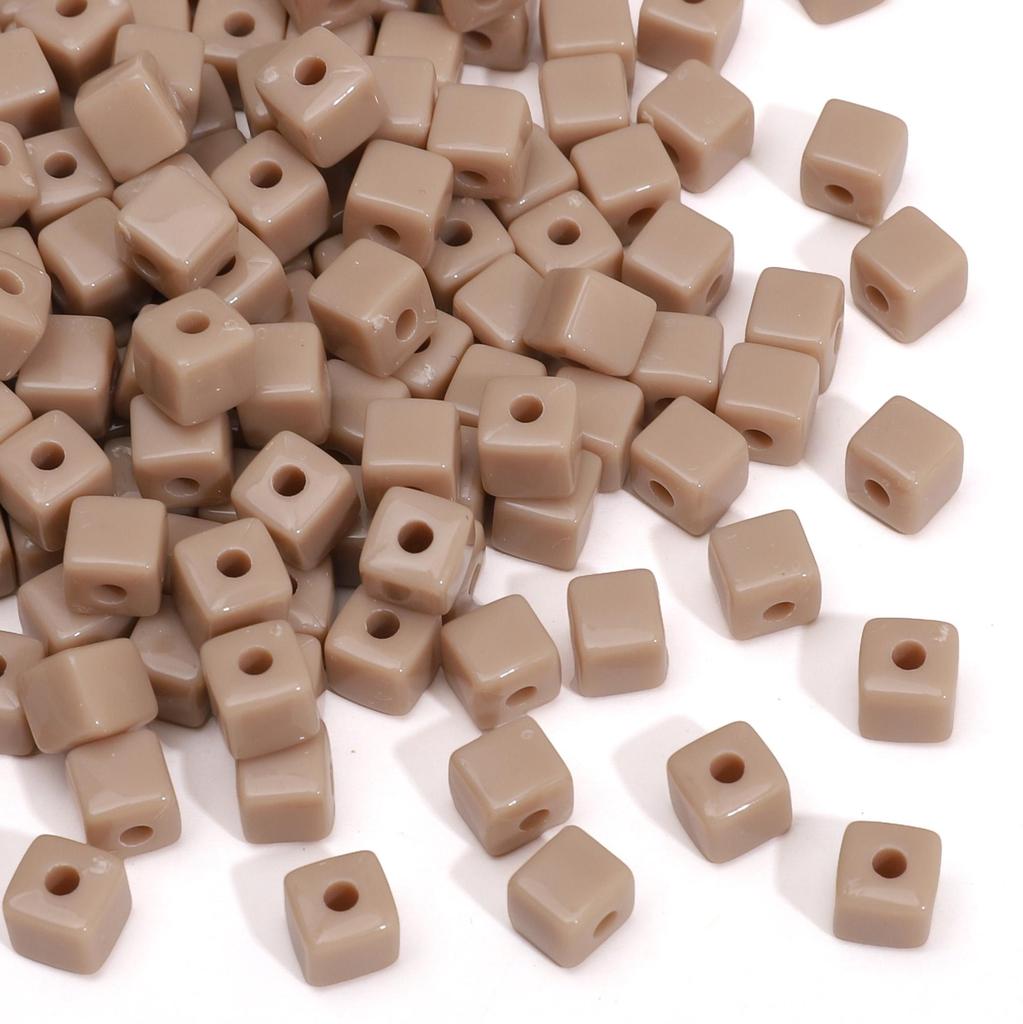 144Pcs Acrylic Solid Color Three-dimensional Square Bead For DIY Necklace Bracelet Earrings Jewelry Making Craft Accessories
