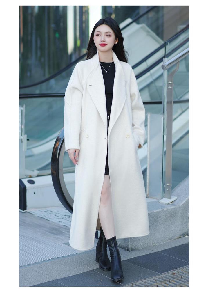 2025 Winter Korean Style Women's Double-Sided Wool Coat with Stand Collar