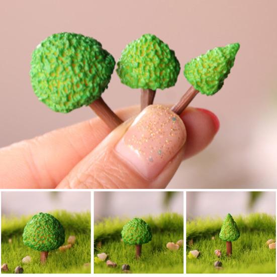 Yousheng 3 Pcs Mini Tree Figurines Miniature Fake Tree Micro Landscape Fairy Garden Ornament Tiny Artificial Greenery Tree Model for DIY Crafts