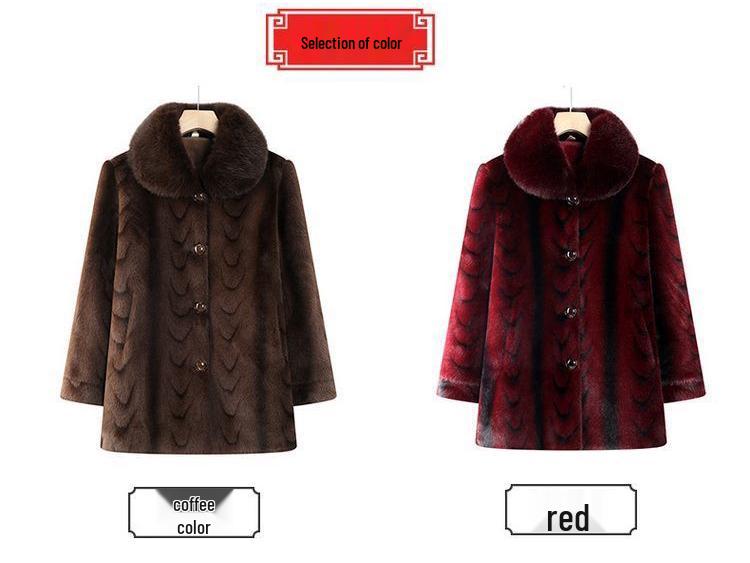 Women's Fleece-Lined Winter Coat for Middle-Aged & Elderly - New Mink Velvet Style for Moms & Grandmas