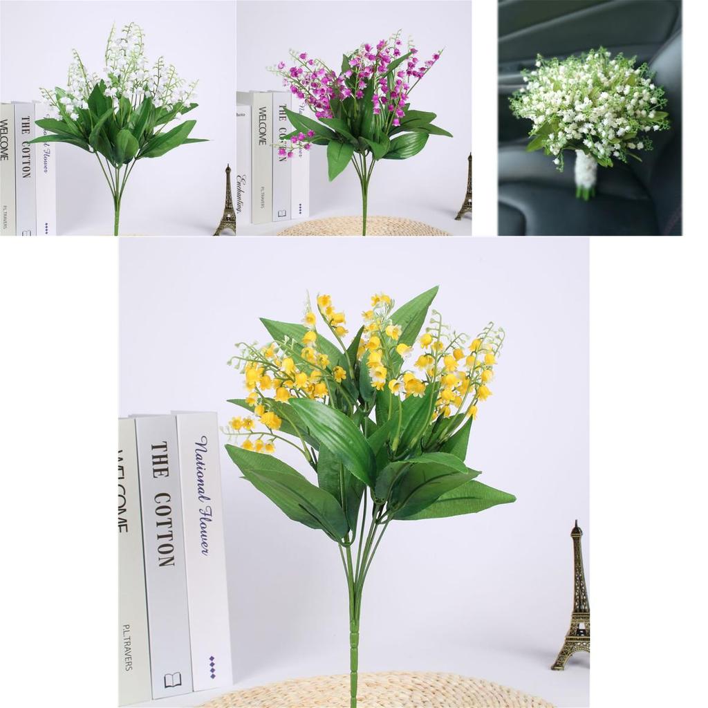 Beautifully Crafted 7 Branch Fake Lily Of The Valley Bouquet For Luxurious Event Decoration