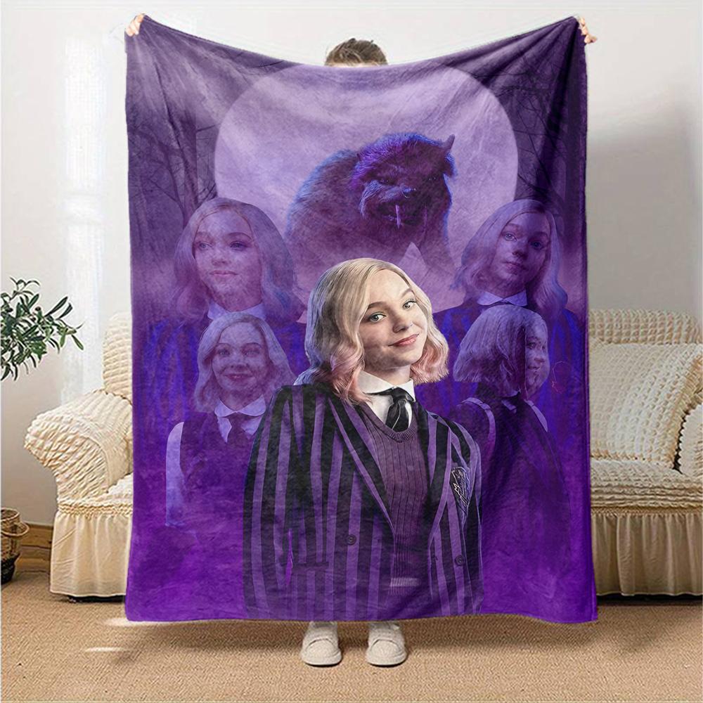 1pc Addams Family Wednesday Enid1 Blanket, Gift, for Men and Women, Soft Blanket, Good for Sofa Bed Couch Travel, Lightweight Flannel Blanket