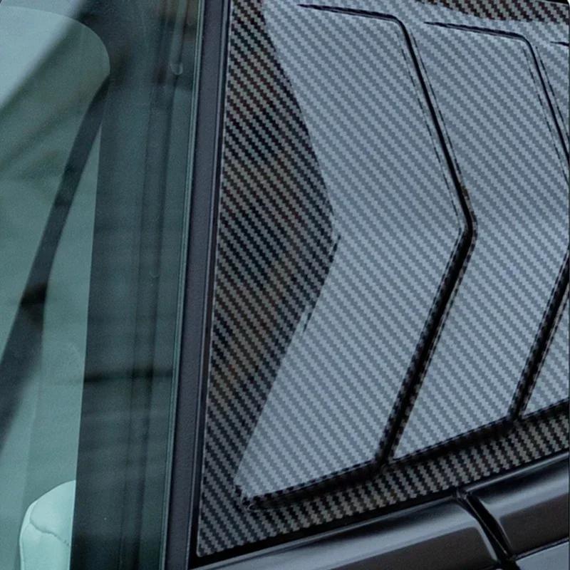 2PCS Car Rear Triangle Window Shutters Sunshade Decoration Accessories For Tesla Model 3 Highland 2024 Bright Carbon Fiber ABS