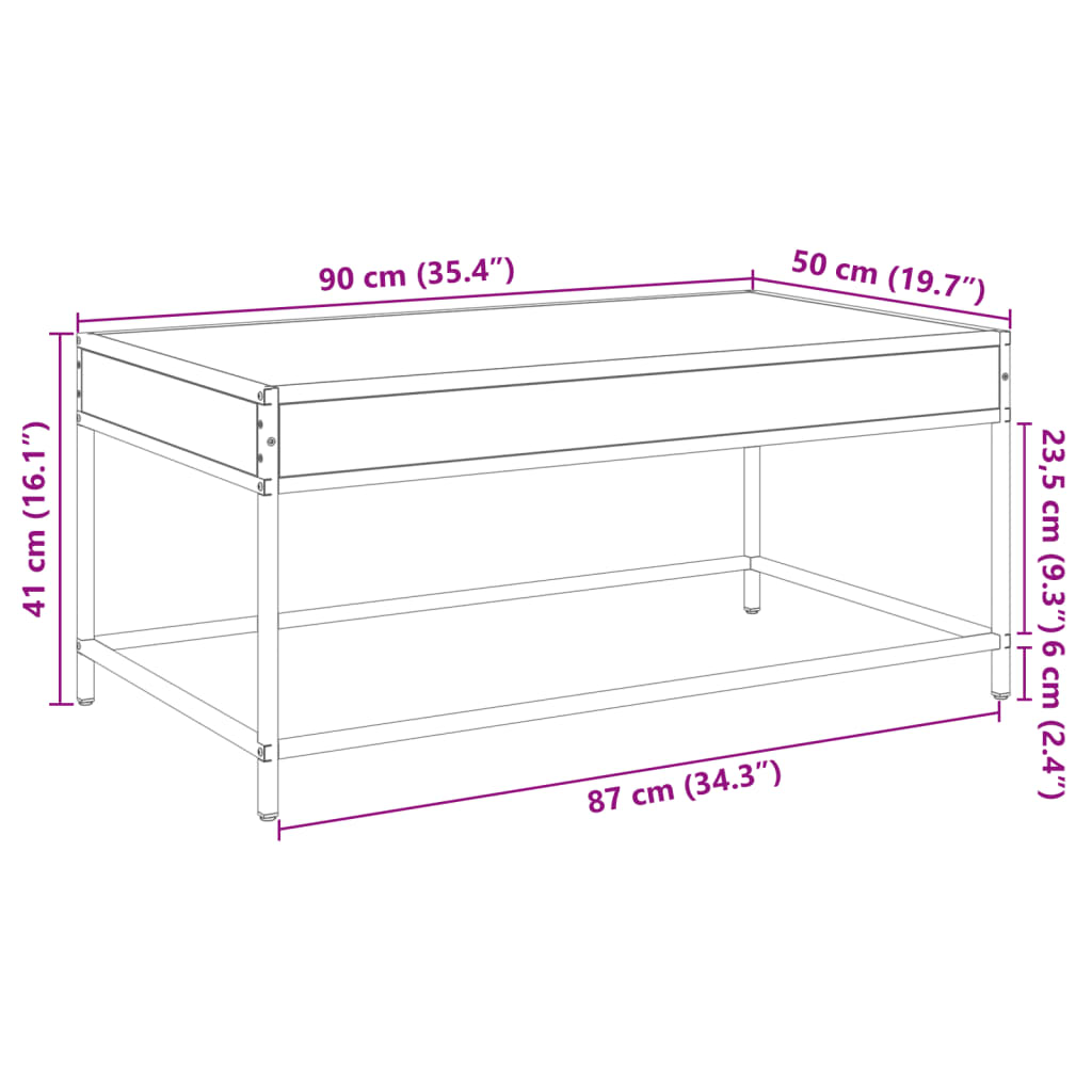 Infinity LED Coffee Table in Sonoma Oak 90 x 50 x 41 cm