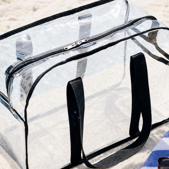 Swimming Bag, Waterproof PVC Large Capacity Beach Bag, Portable with Zipper/Button Closure Storage Bag, for Toiletry Cosmetics Organize
