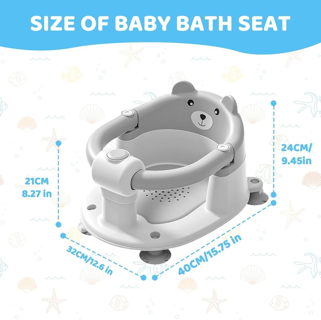 Baby Bath Seat For Babies 6 Months Plus.cute Bear Non-slip Baby Bath Chair Safe Infant & Born Bathtub Chair