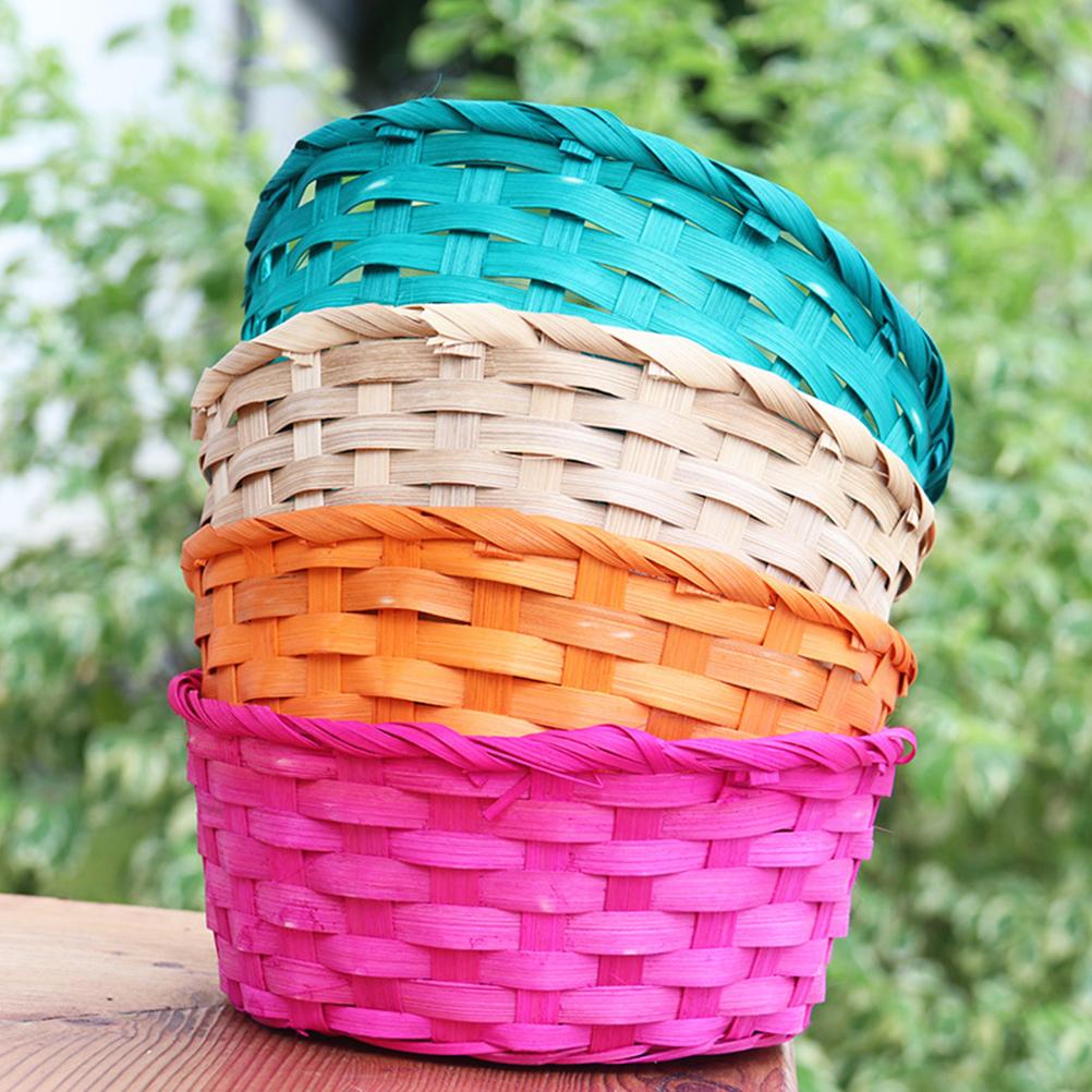1 Set 4 Pcs Colorful Bamboo Egg Baskets Easter Props Children's Day Baskets