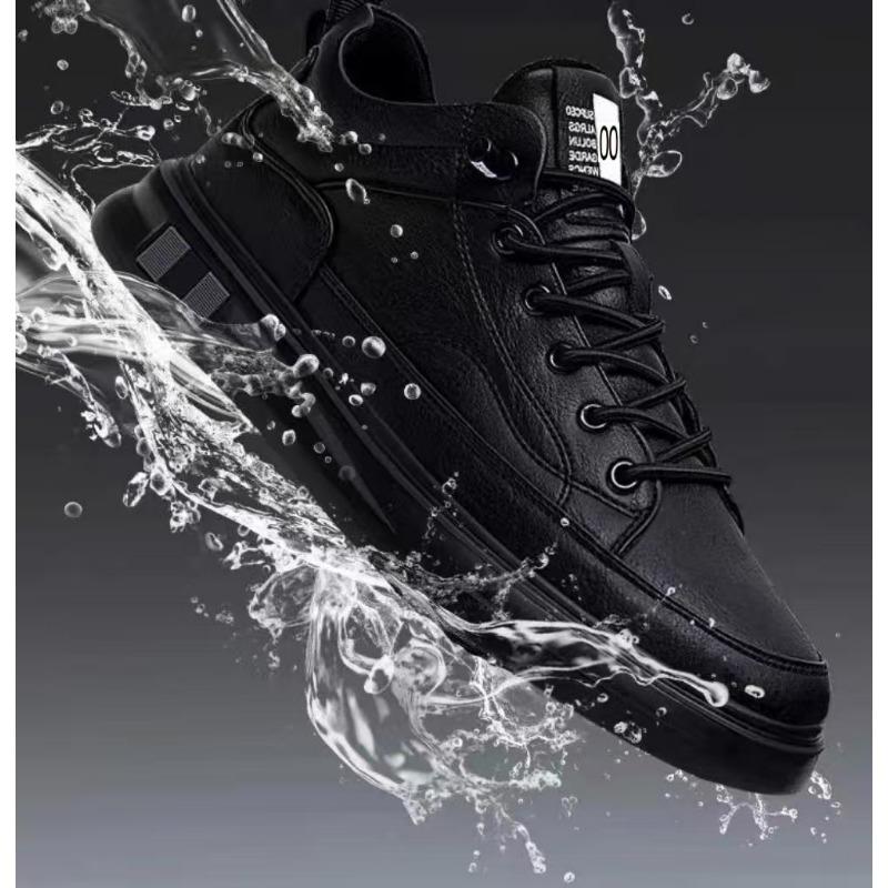 

Shoes Men s new spring mid-help black versatile black leather shoes trendy boys casual board shoes 44