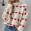 Damenmode Lässig Herbst Winter Liebesbrief Druck Langarm O-Ausschnitt Pullover