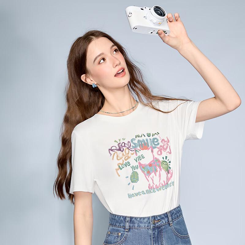 Betu Women's 2026 Spring/Summer Loose Fit Graphic Print Short Sleeve T-Shirt