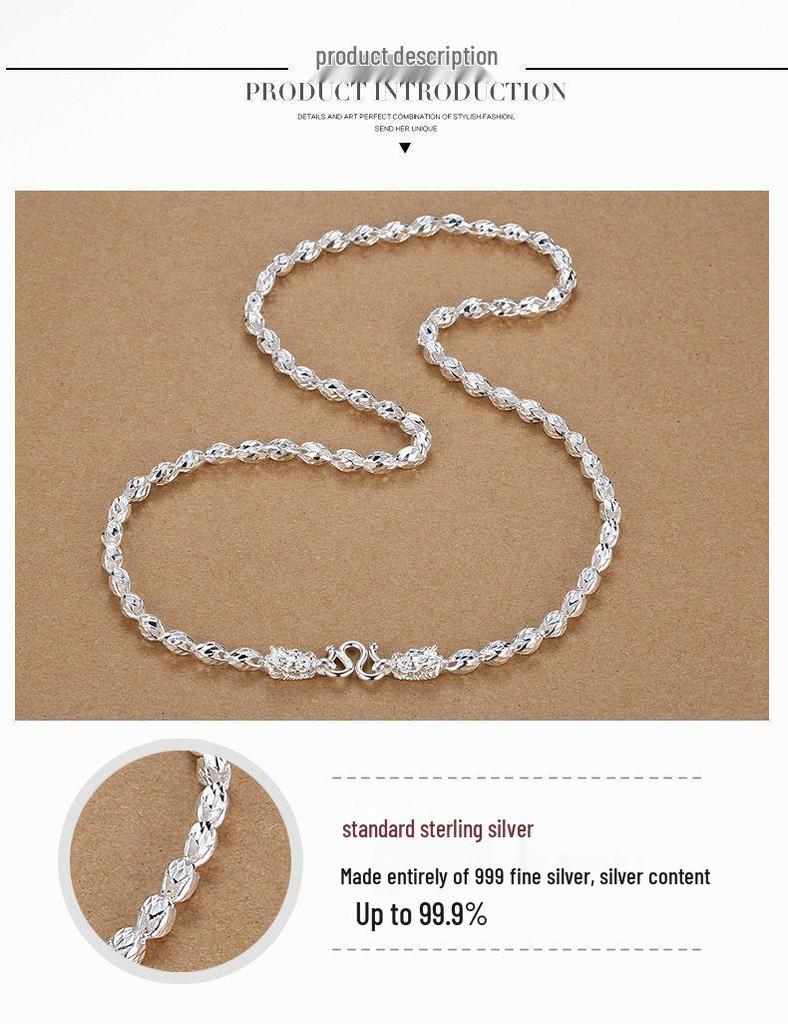Men's Versatile Silver-Plated Double-Headed Tulip Necklace – Trendy Hip Hop Style