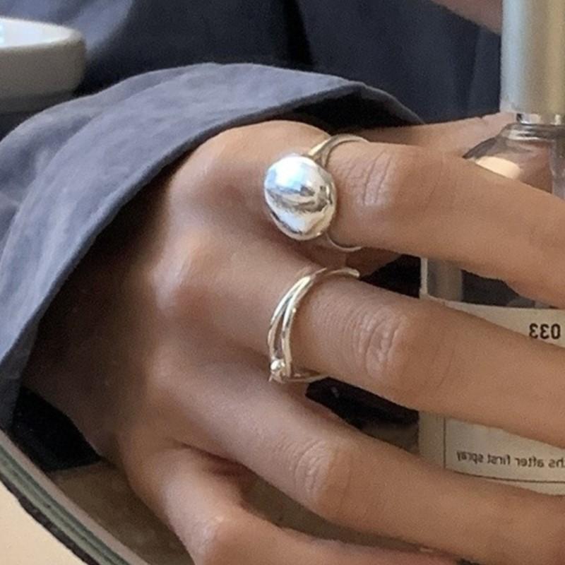 VENTFILLE 925 Sterling Silve Geometry Smooth Ring for Women Punk Minimalism Personality Open Versatile Jewelry Ins Gift Dropship